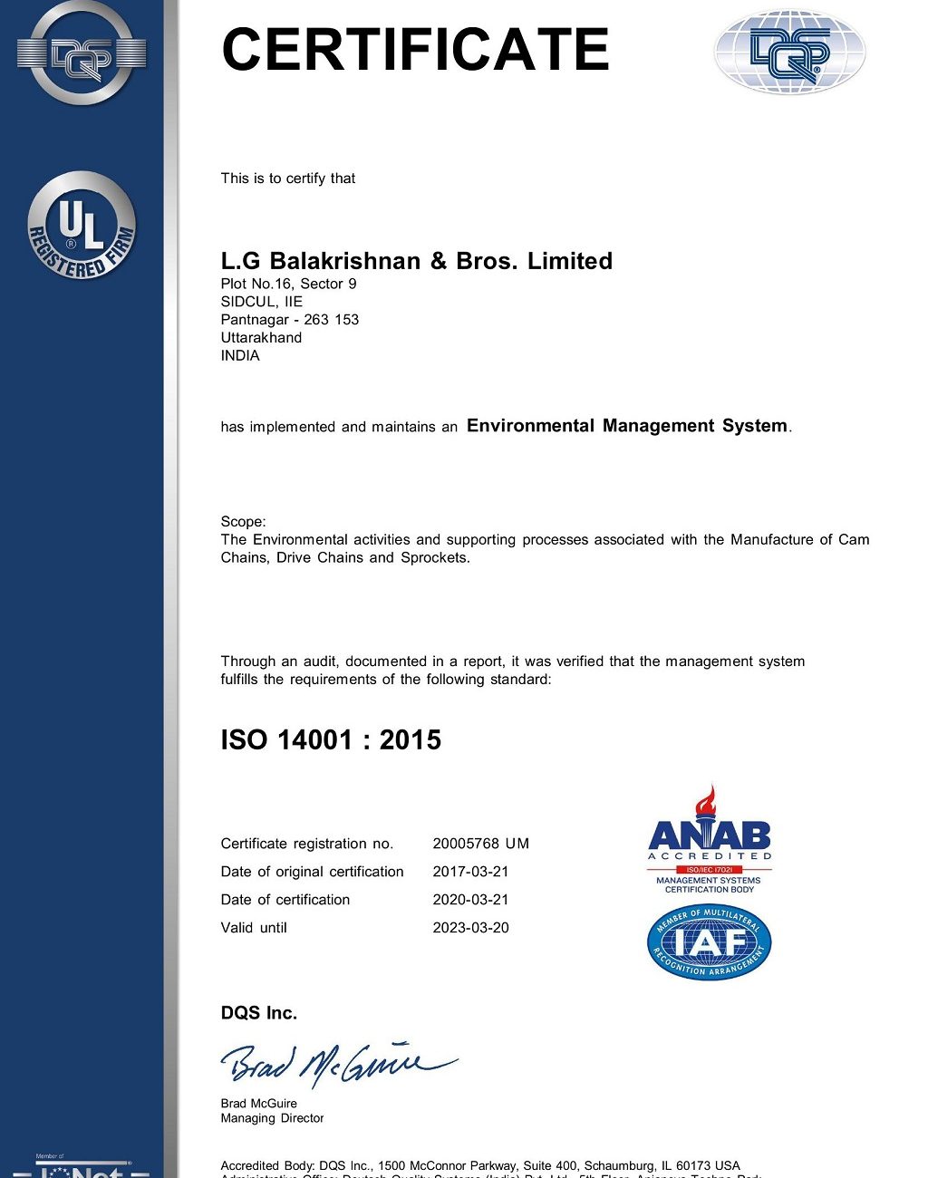 LGB Pantnagar EMS_ISO 14001 2015