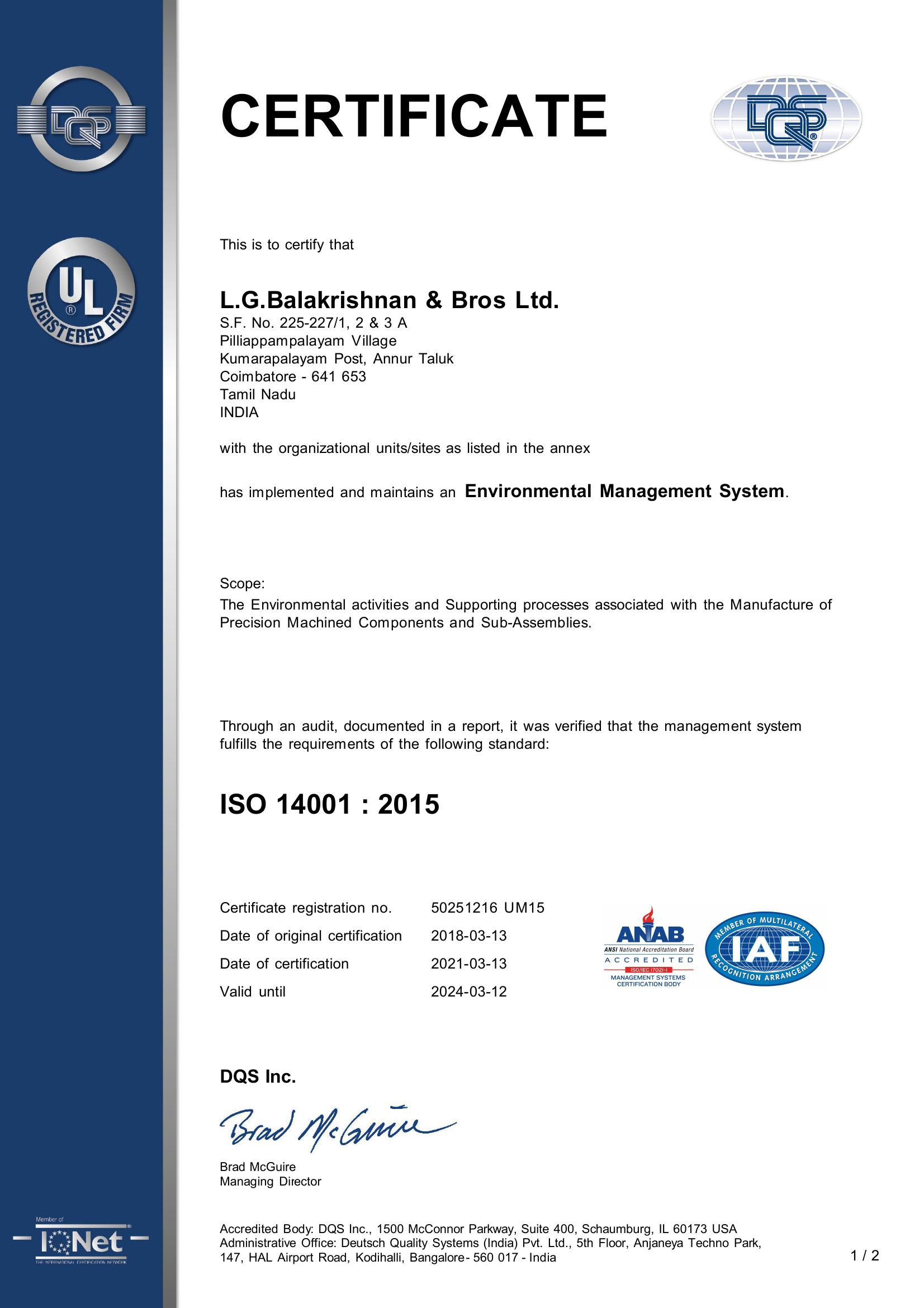 LGB P.Palayam_EMS ISO 14001 2015